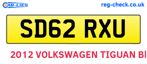 SD62RXU are the vehicle registration plates.