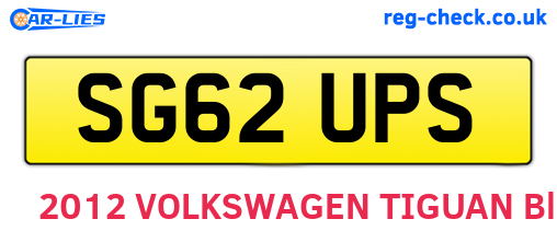 SG62UPS are the vehicle registration plates.