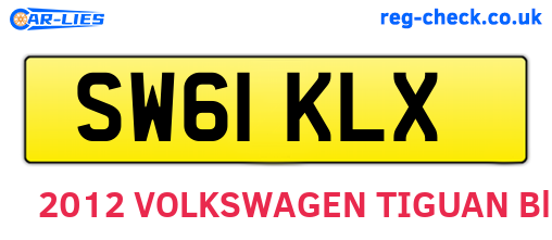 SW61KLX are the vehicle registration plates.