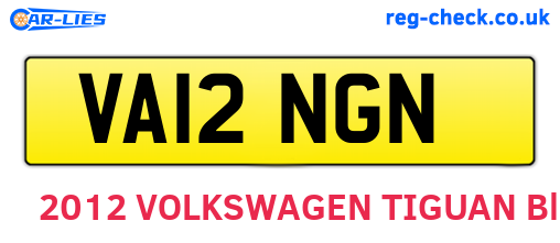 VA12NGN are the vehicle registration plates.