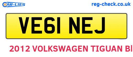 VE61NEJ are the vehicle registration plates.