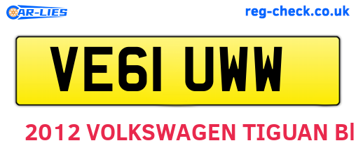 VE61UWW are the vehicle registration plates.