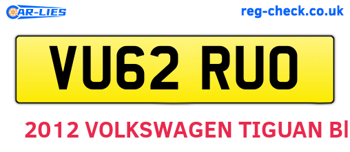 VU62RUO are the vehicle registration plates.