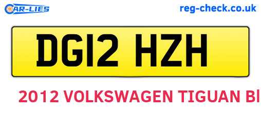 DG12HZH are the vehicle registration plates.