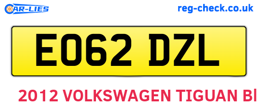 EO62DZL are the vehicle registration plates.
