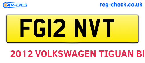 FG12NVT are the vehicle registration plates.