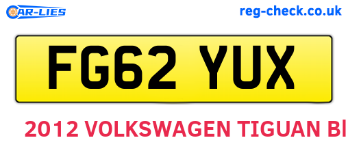 FG62YUX are the vehicle registration plates.