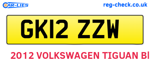 GK12ZZW are the vehicle registration plates.