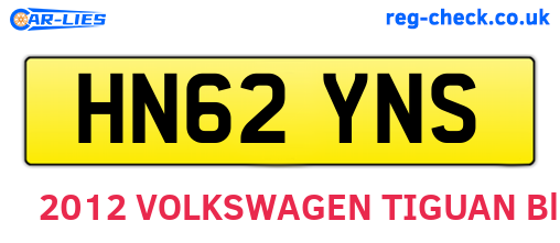 HN62YNS are the vehicle registration plates.