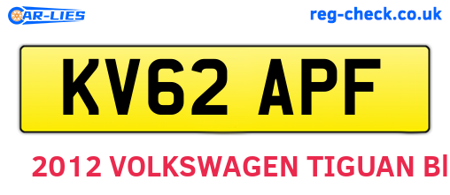 KV62APF are the vehicle registration plates.