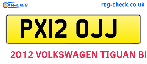 PX12OJJ are the vehicle registration plates.