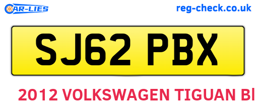 SJ62PBX are the vehicle registration plates.