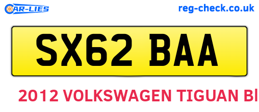 SX62BAA are the vehicle registration plates.