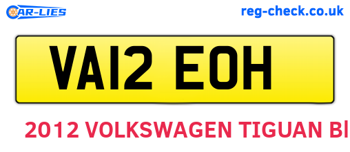 VA12EOH are the vehicle registration plates.