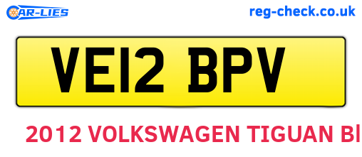 VE12BPV are the vehicle registration plates.
