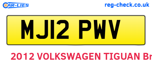 MJ12PWV are the vehicle registration plates.