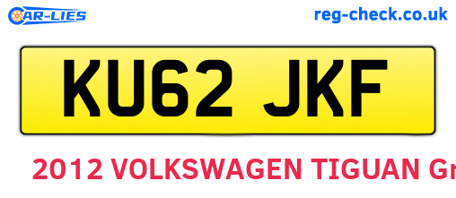 KU62JKF are the vehicle registration plates.