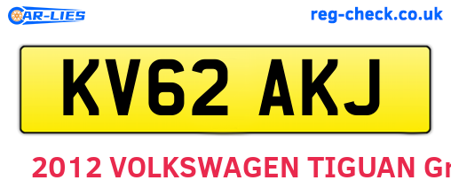 KV62AKJ are the vehicle registration plates.