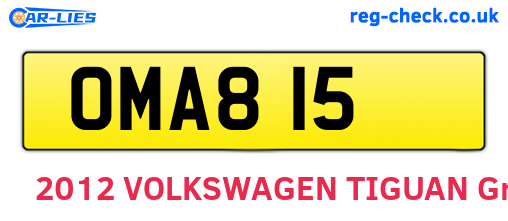 OMA815 are the vehicle registration plates.