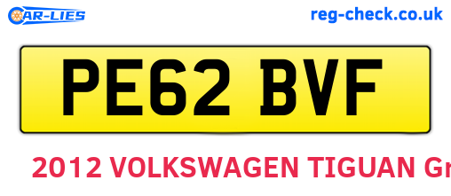 PE62BVF are the vehicle registration plates.