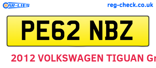 PE62NBZ are the vehicle registration plates.