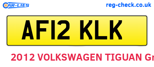 AF12KLK are the vehicle registration plates.