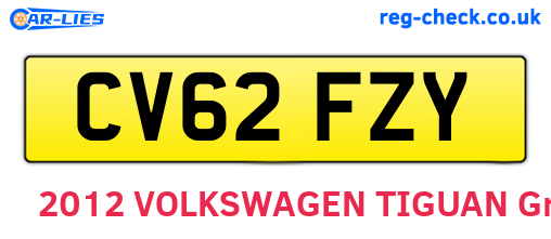 CV62FZY are the vehicle registration plates.