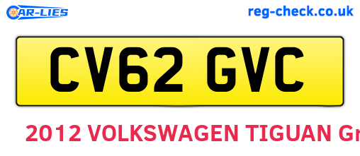 CV62GVC are the vehicle registration plates.