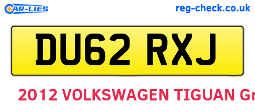 DU62RXJ are the vehicle registration plates.