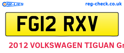 FG12RXV are the vehicle registration plates.