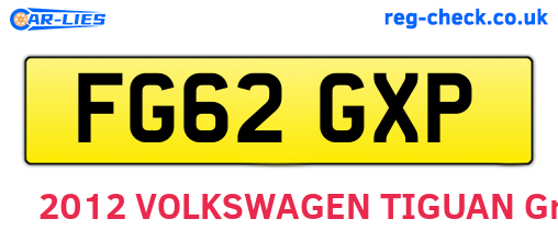 FG62GXP are the vehicle registration plates.