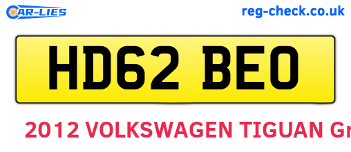 HD62BEO are the vehicle registration plates.