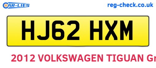 HJ62HXM are the vehicle registration plates.