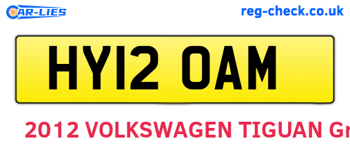 HY12OAM are the vehicle registration plates.