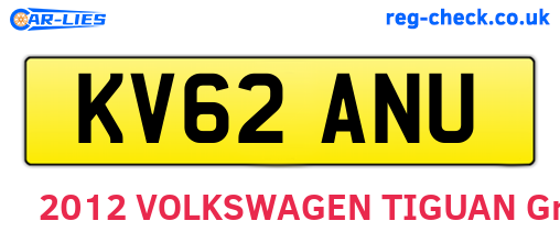 KV62ANU are the vehicle registration plates.