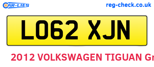 LO62XJN are the vehicle registration plates.