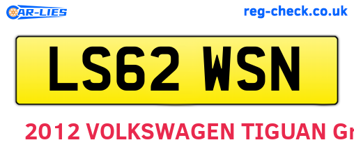 LS62WSN are the vehicle registration plates.