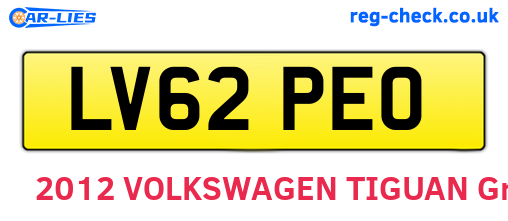 LV62PEO are the vehicle registration plates.