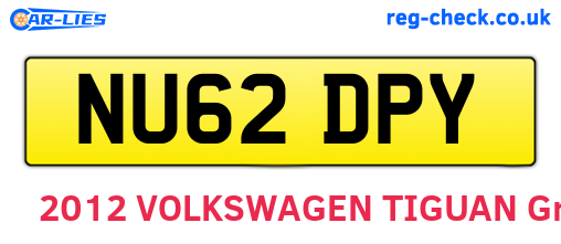 NU62DPY are the vehicle registration plates.
