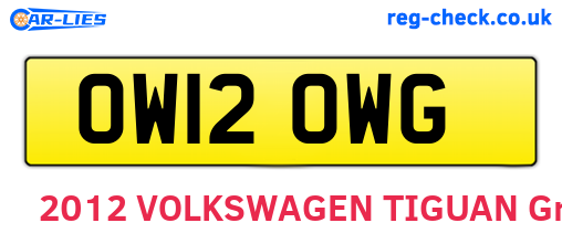 OW12OWG are the vehicle registration plates.