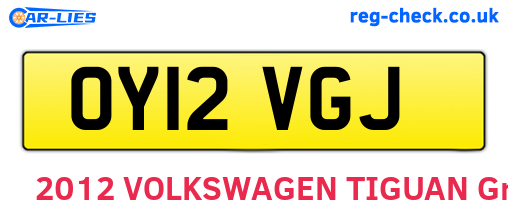 OY12VGJ are the vehicle registration plates.