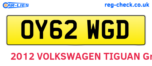 OY62WGD are the vehicle registration plates.