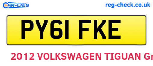 PY61FKE are the vehicle registration plates.