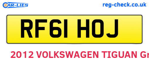 RF61HOJ are the vehicle registration plates.