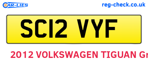 SC12VYF are the vehicle registration plates.
