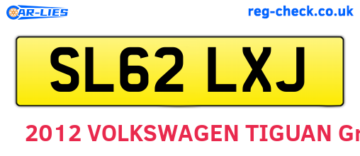 SL62LXJ are the vehicle registration plates.