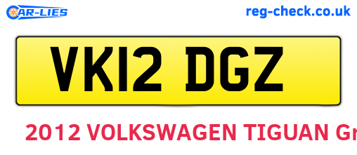 VK12DGZ are the vehicle registration plates.