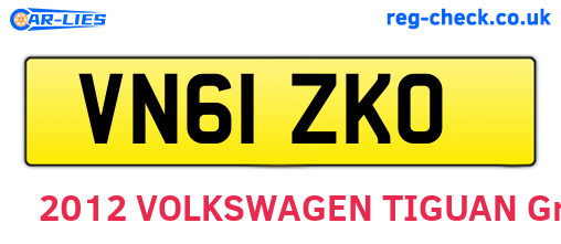 VN61ZKO are the vehicle registration plates.