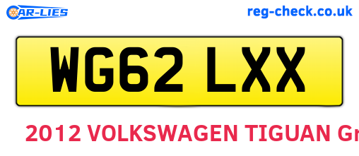 WG62LXX are the vehicle registration plates.