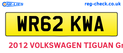 WR62KWA are the vehicle registration plates.